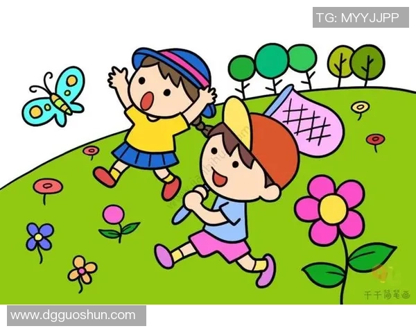 快乐踢球的小男孩卡通形象展现青春活力与友谊的美好瞬间